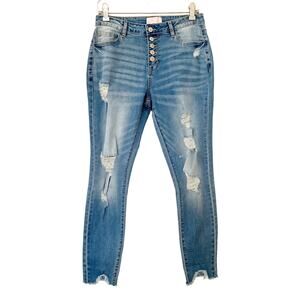 NWOT C+D+M Distressed High Rise Skinny Blue Jeans Denim Stretch Size Small